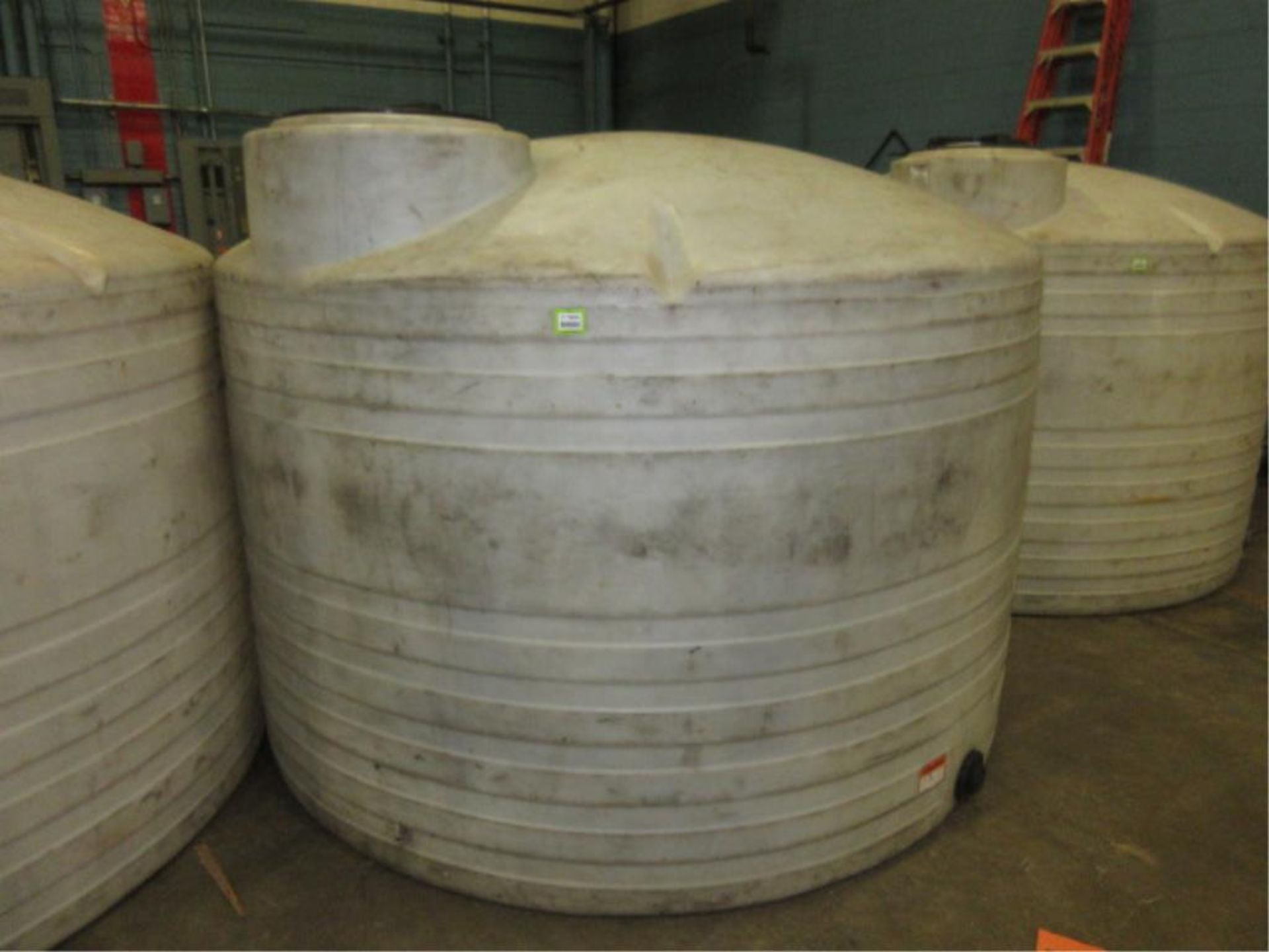Poly Storage Tank. Poly Storage Tank, 1500 gallon capacity, 8' dia. HIT# 2179856. Loc: warehouse.