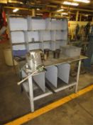 Steel Workbench. Heavy Duty Steel Work Table, includes Columbian 5" vise. HIT# 2179099. Loc: main