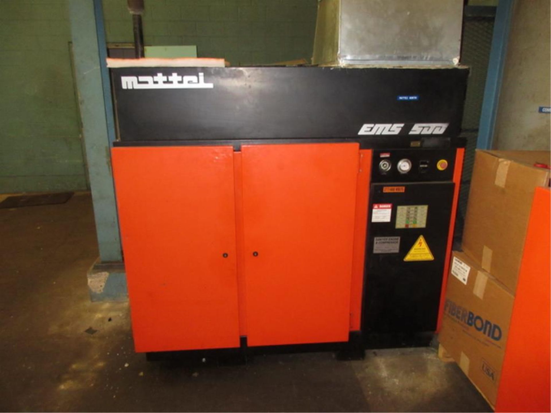 Air Compressor. Mattei EMS 500 50-HP Rotary Vane Air Compressor, sound enclosure, hours showing