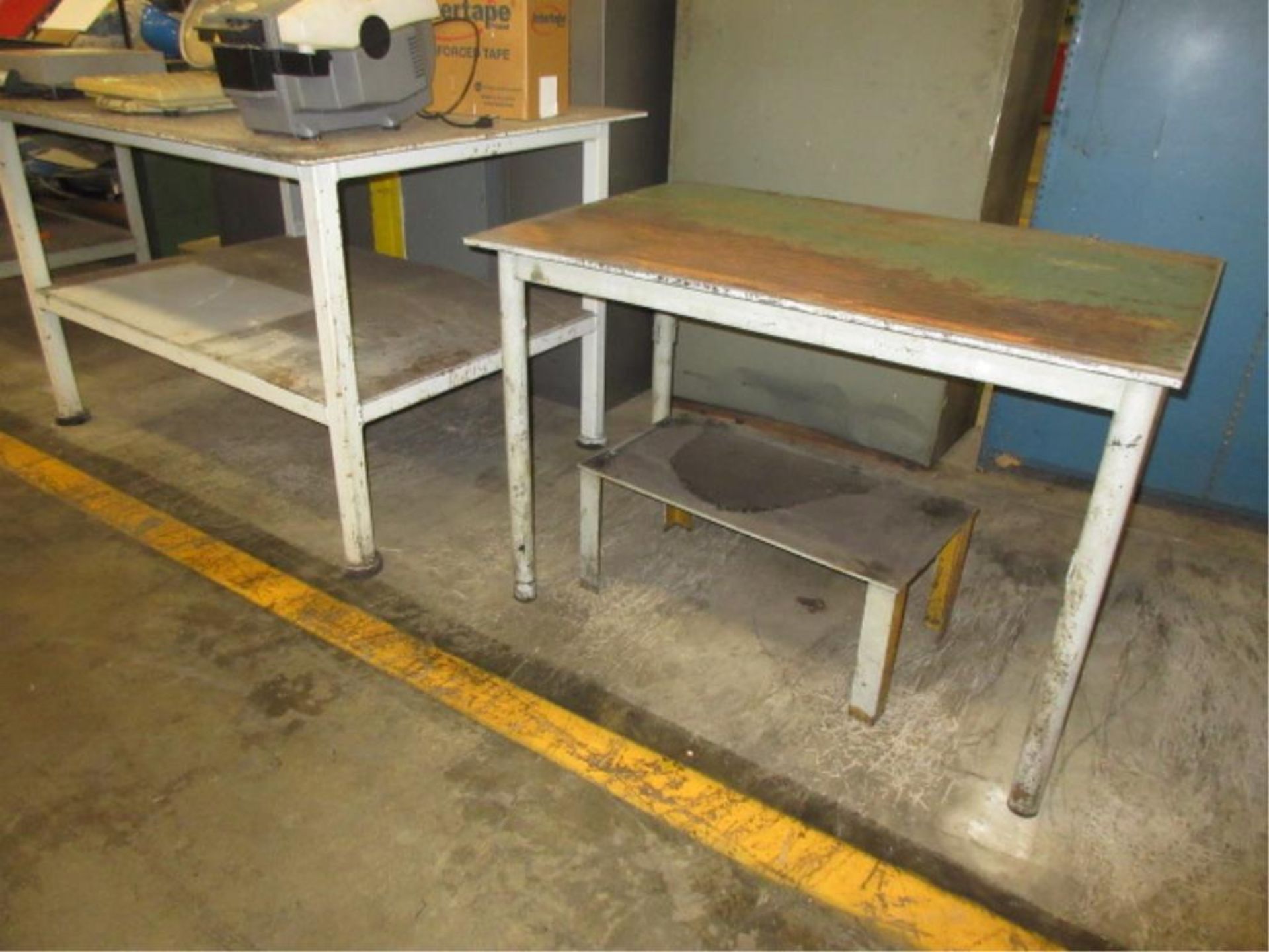 Shop Tables. Lot (7pcs) Heavy Duty Steel Shop Tables. HIT# 2179043. Loc: main floor. Asset Located - Image 5 of 5