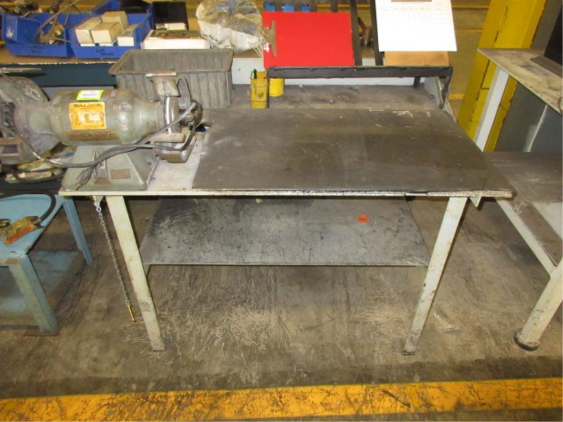 Bench Grinder. Baldor 1/2-hp Double End Bench Grinder, includes steel table, 115/230vac. HIT#