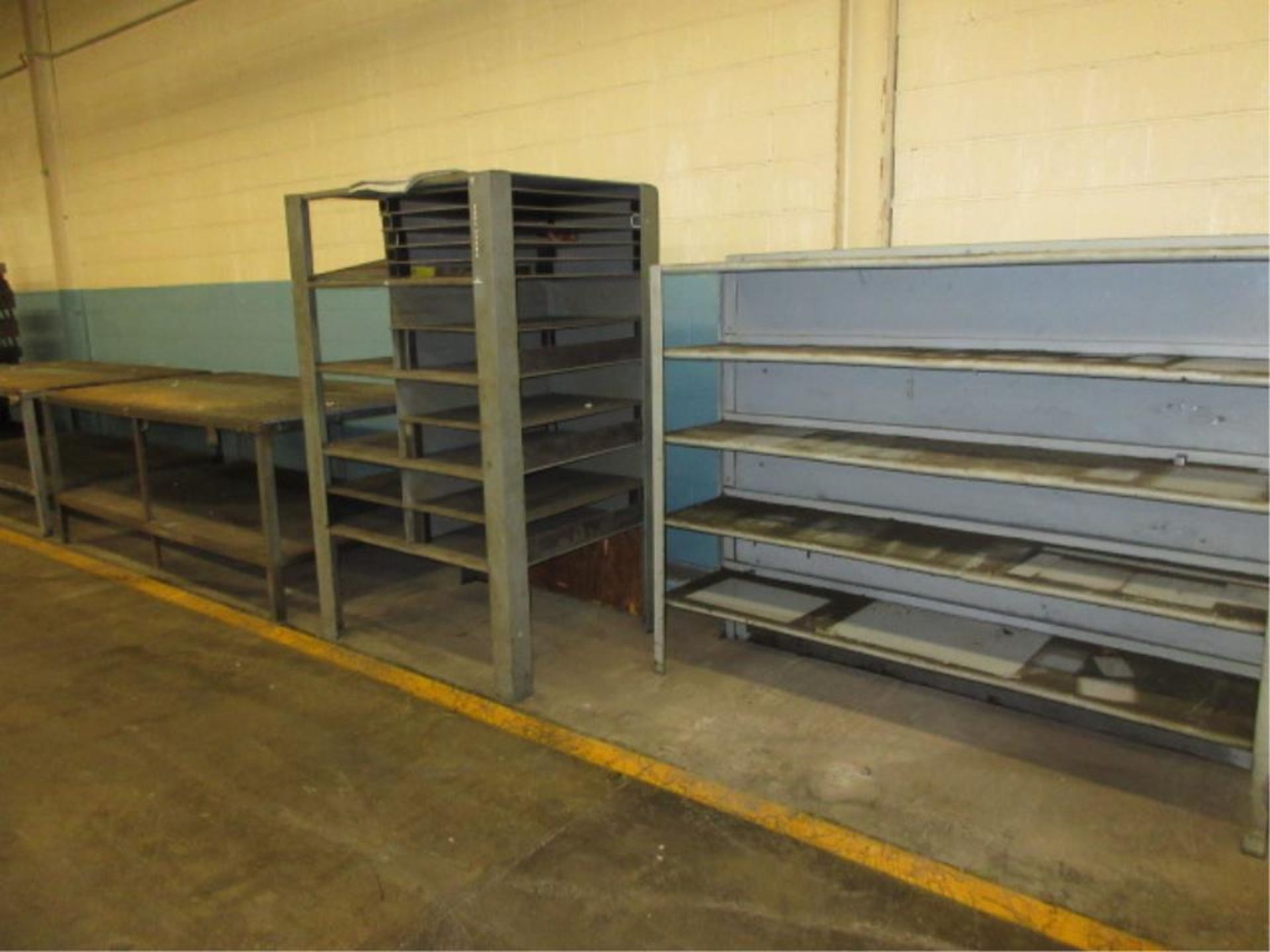 Shop Tables. Lot (4pcs) Shop Tables & Stands. HIT# 2179046. Loc: main floor. Asset Located at 430 - Image 2 of 2