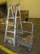 Shop Equipment. Lot (2pcs) Shop Equipment, includes: (1) portable aluminum step ladder & (1) flatbed