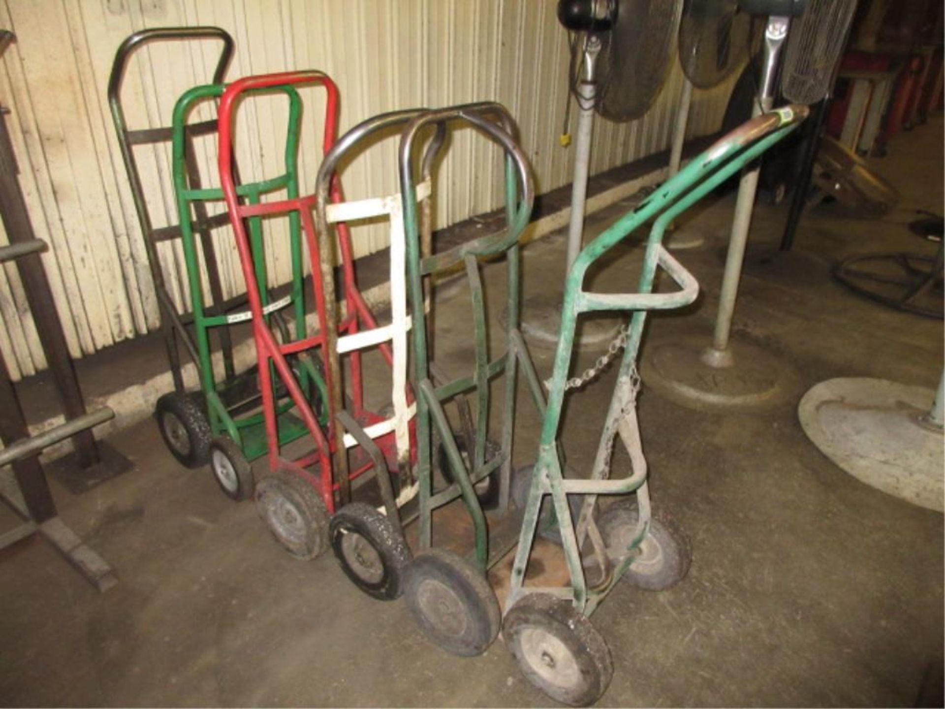 Hand Trucks. Lot of (6) 2-wheel Hand Trucks. HIT# 2179061. Loc: main floor. Asset Located at 430