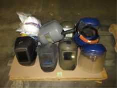 Welding Masks. Lot (15pcs) Welding Masks, Face Shields & Hard Hats, on one pallet. HIT# 2179067.