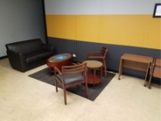 Office Furnishings. Lot (9pcs) Office Furnishings, in open office area, includes: sofa, end
