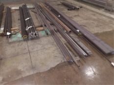 Steel Stock. Steel Stock, includes assorted flats & rounds. HIT# 2179889. Loc: warehouse. Asset