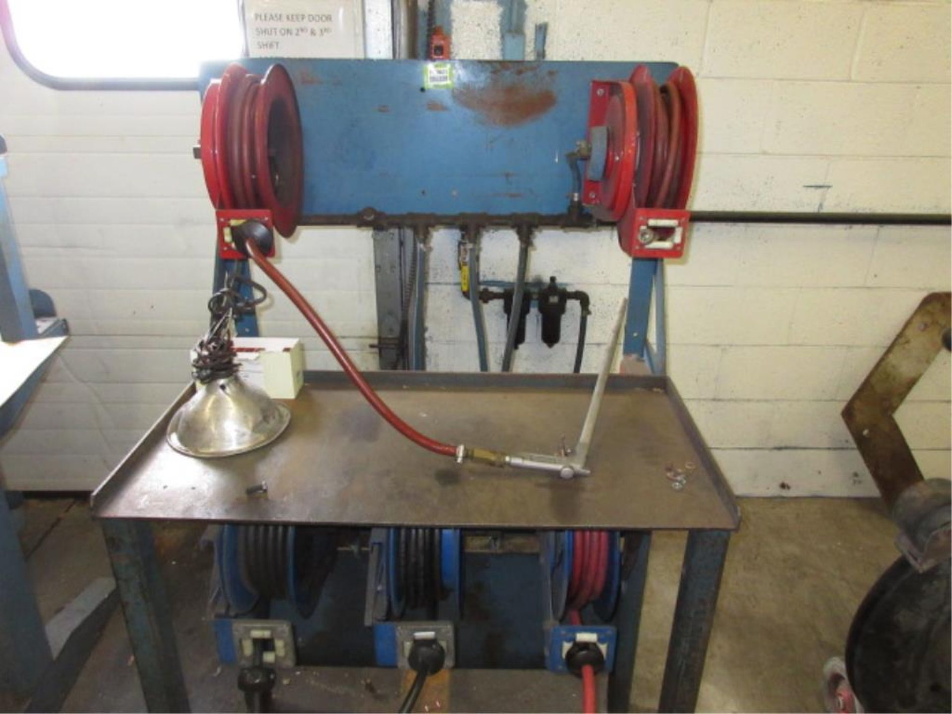Hose Reel Stand. Air Hose Reel Stand, includes (5) retractable air reels. HIT# 2179021. Loc: main - Image 3 of 3