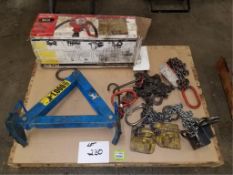 Shop Equipment. Lot Assorted Shop Equipment, includes: (1) Elco lifting apparatus, (1) Fill-Rite