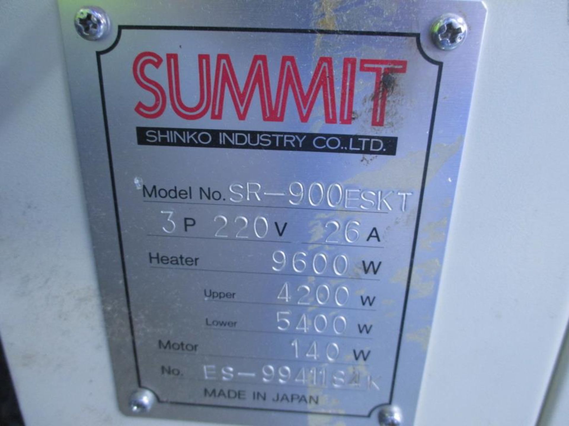 Summit Fusing Press Machine. Shinko Industry Co. SR-900eskt Summit E Series Continuous Fusing - Image 5 of 5