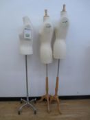 Lot: (3) Mannequin Stands with Female Shirt Forms. HIT# 2174461. Back Production 2nd Floor. Asset