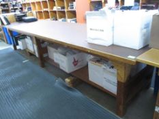 Wood Work Table, Approx. 15' x 4' x 3'H. HIT# 2174387. Right of Back Production Line. Asset Located