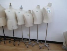 Lot: (5) Mobile Mannequin Stands with Male Shirt Forms. HIT# 2174462. Back Production 2nd Floor.