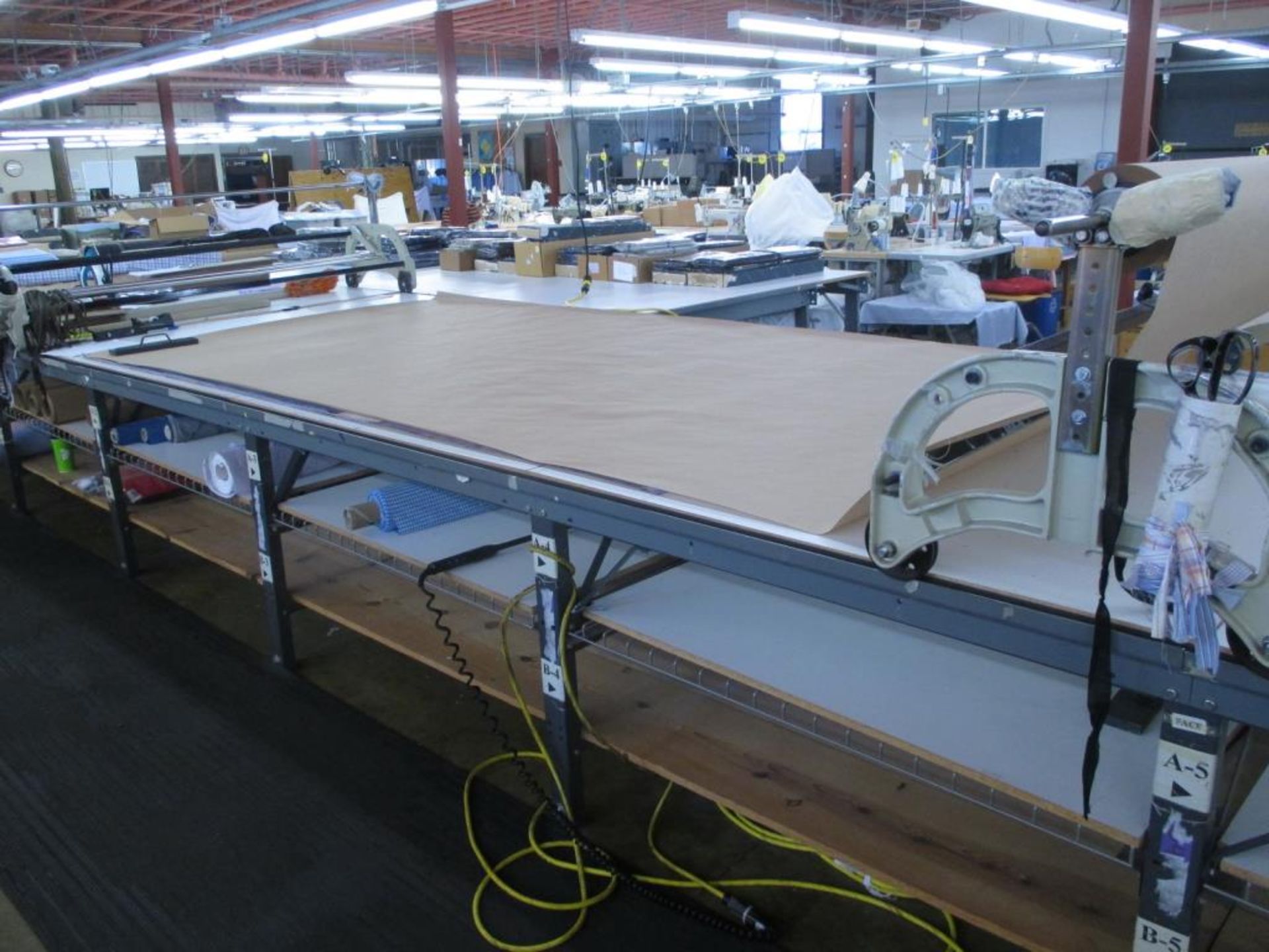 Fabric Cutting Table with Rollers. Fabric Cutting Table (47' x 67"W) with (2) Mobile Fabric Rollers, - Image 5 of 11