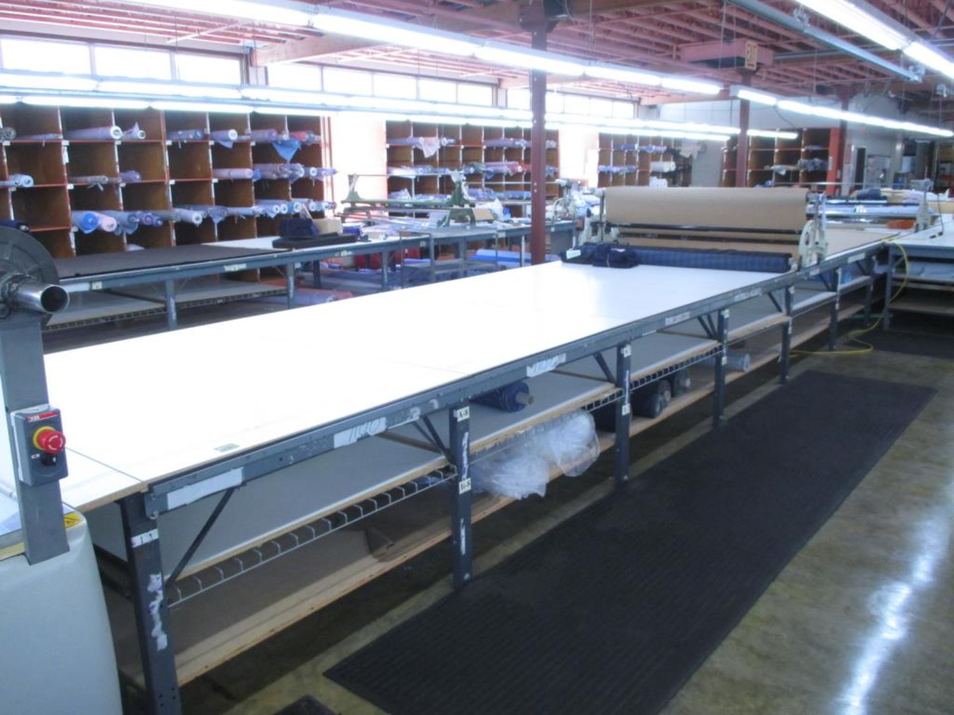 Fabric Cutting Table with Rollers. Fabric Cutting Table (47' x 67"W) with (2) Mobile Fabric Rollers, - Image 2 of 11