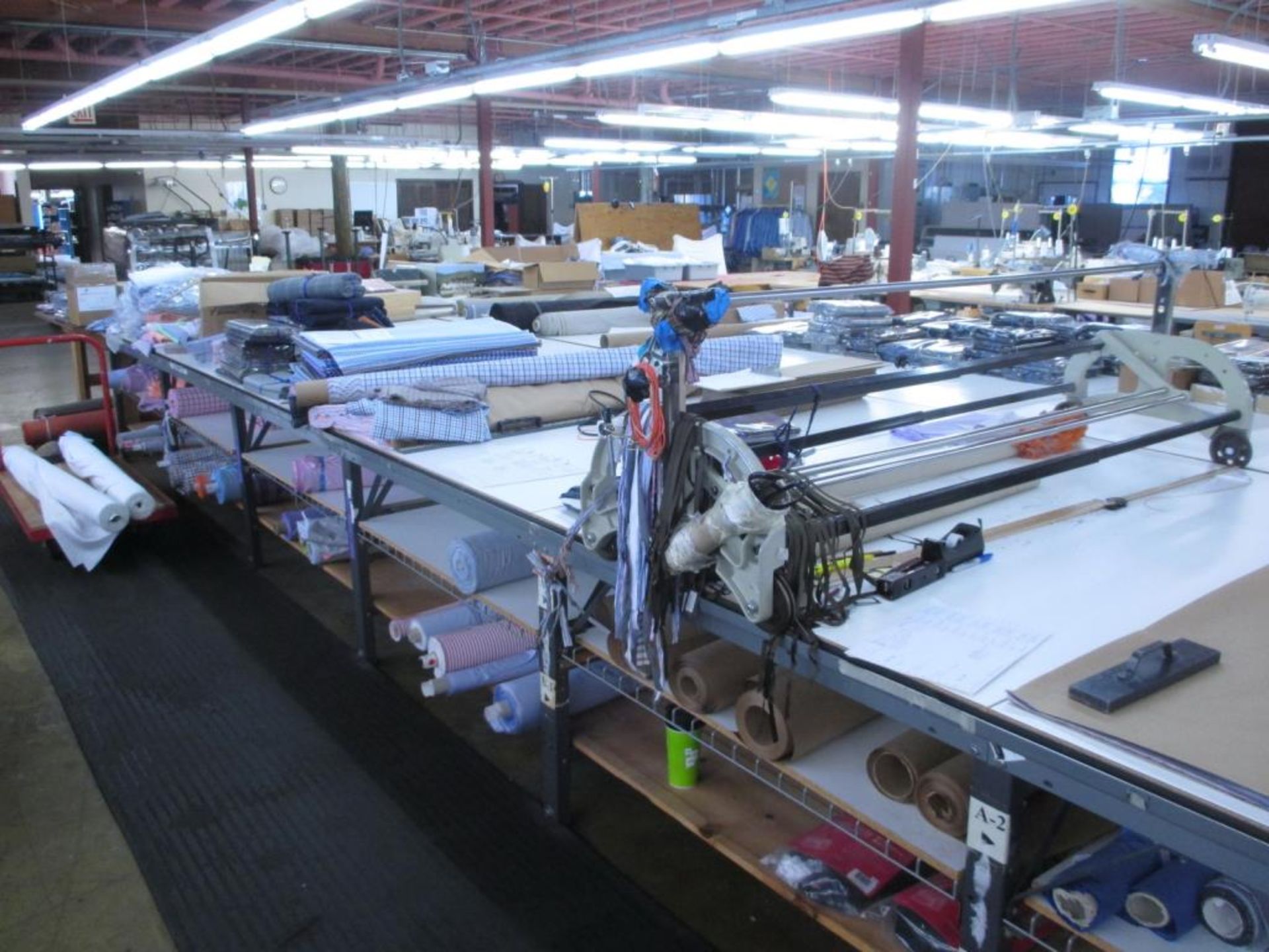 Fabric Cutting Table with Rollers. Fabric Cutting Table (47' x 67"W) with (2) Mobile Fabric Rollers, - Image 10 of 11