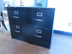 Hon Lot: Qty (2) 2 Drawer Metal File Cabinet. HIT# 2174427. Back Production 2nd Floor. Asset Located