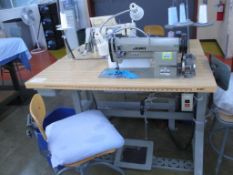 Double Needle Sewing Machine. Juki LH-515 Double Needle Sewing Machine, Motor, Pedal and Table. HIT#