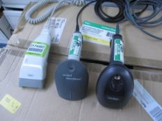 Lot: Qty (3) Handheld Barcode Readers. HIT# 2174482. Front Production C2 - Box 1. Asset Located at