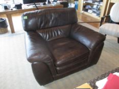 Brown Leather Chair. HIT# 2174414. Back Production 2nd Floor. Asset Located at 2901 Salinas Hwy.,