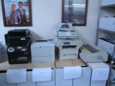 Various Printers, Faxes including Avery Dennison 6404 Barcode Printer, LaserJet 4000 Printer,