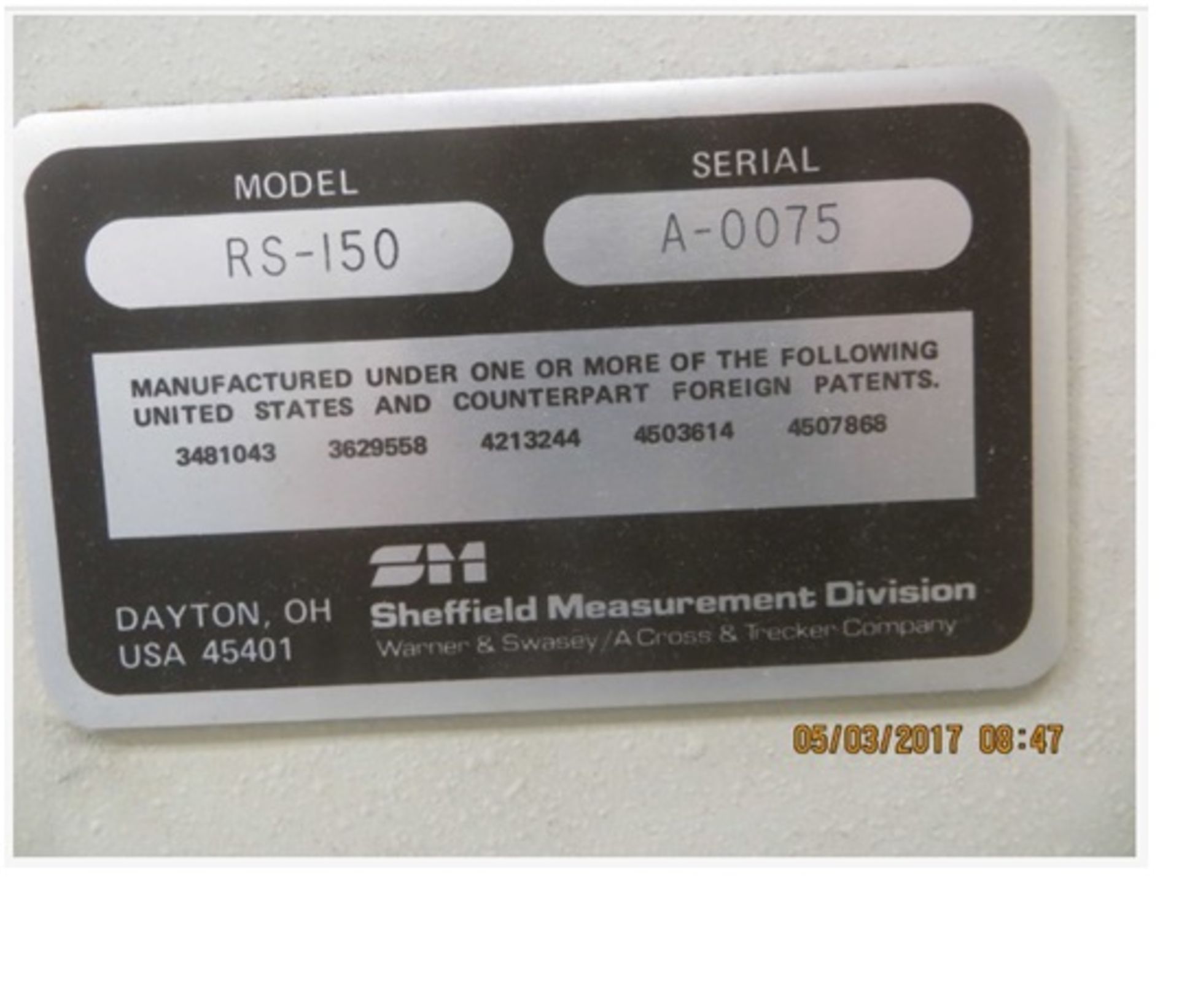 Sheffield Measurement Division RS-150 Coordinate Measuring Machine, Yr 1987. SN# A-0075. Asset# - Image 4 of 4