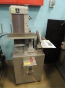 Rockwell Finishing machine; sander/grinder, 6"x48" belt sander, 12" wheel, enclosed steel stand.