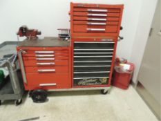 Kennedy/Craftsman Tool box; 19 drawer rolling tool box w/ vise includes contents. HIT# 2192544. Loc: