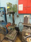 Jet GHD 125 Drill Press; Mfg. 1989, Jacobs 1" super chuck, on stand w/ pedestal, (2) vises. SN#