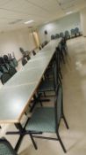 Cafeteria Chairs and tables; Lot: (9) 36"x36" tables and approximately 84 vinyl covered chairs.