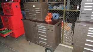 Kennedy Tool box; 15 drawer rolling tool box/ vise and contents, locked HIT# 2226715. Loc: Loc: