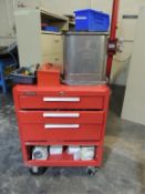 Kennedy Tool box; four drawer with contents, hammers wrenches, oil filters, other items included but