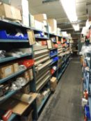 Dayton Parts; Lot: contents shelving and drawers Row 41, suction shoe cam, cam filler cam bearing,