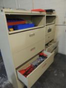 Proto Tools/Parts; Lot: (2) five drawer lateral file cabinets and contents, Proto box end set from