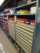 Cutler Hammer Parts; Lot: contents of shelves and drawers Row 19, ballast kit, relays, control