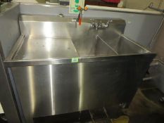 Stainless Steel Sink; approx: 55" x 34"d x 36"h. HIT# 2123662. Loc: 1013. Asset Located at 64 Maple