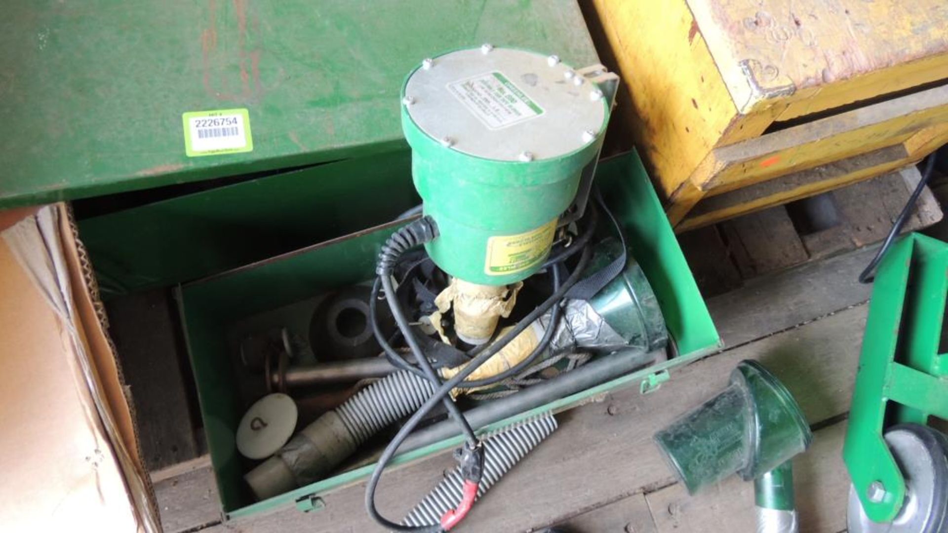 Greenlee 777 Bender; 1 1/2" to 4" also Greenlee No. 570 portable fish tape blower. HIT# 2226754.