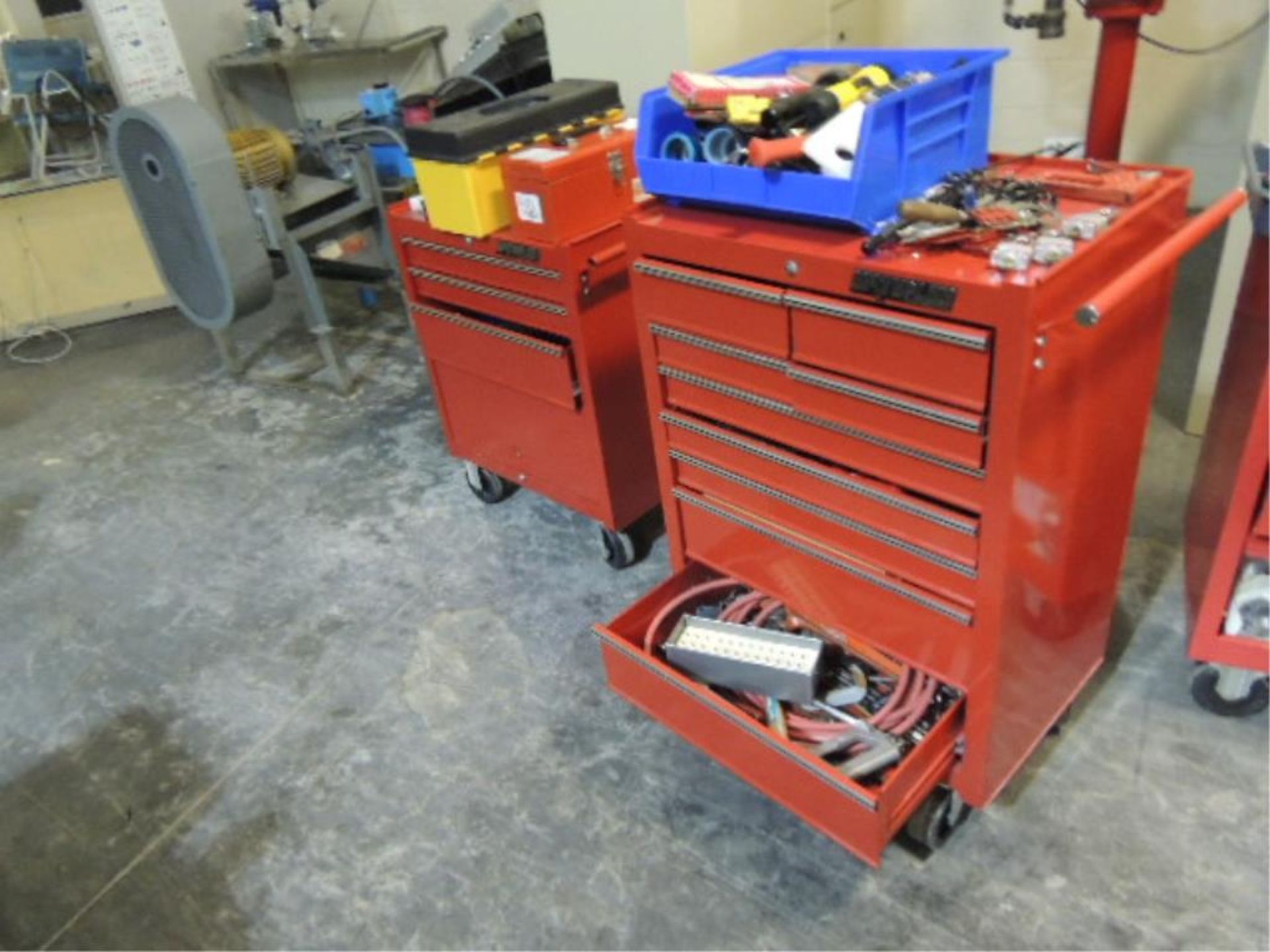 Waterloo Tool box; Lot: (2) total toolboxes, with contents, (1) 4 drawer with, end wrenches,