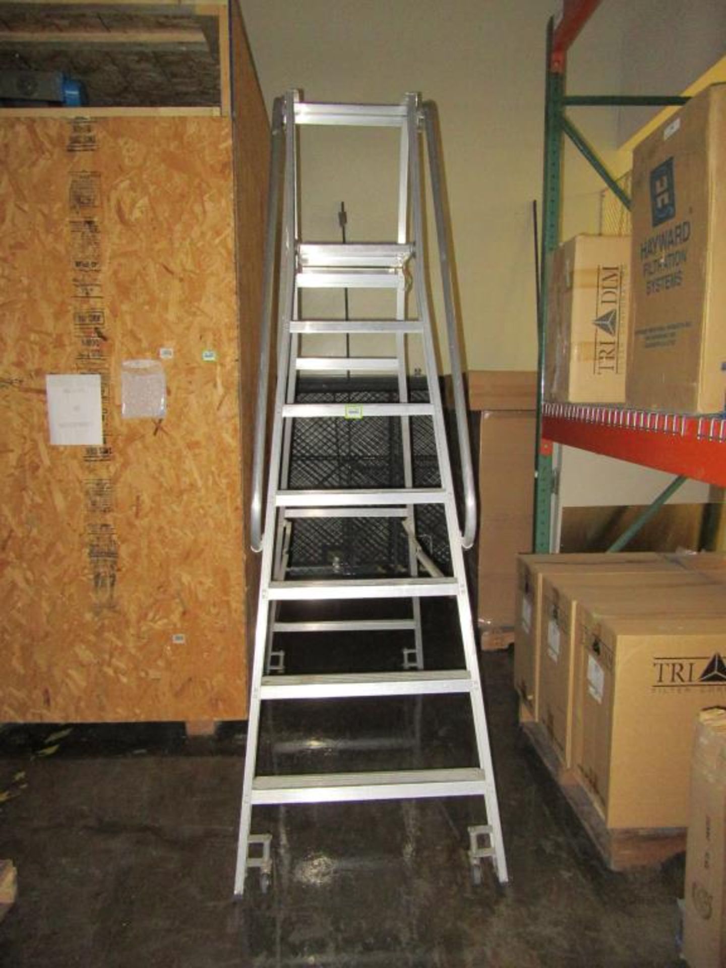 Alaco Platform Ladder; 7-Step Folding Aluminum Platform Ladder 79"H x 60"L x 28"W (102"H Including