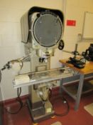 Nikon V-14 Optical Comparator; 14" Optical Comparator with (3) Objectives: (1) 10X, (1) 20X & (1)