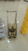 Troemner Calibration weights; cart and contents, (1) 100kg, (1) 20kg. HIT# 2226626. Loc: 1305-1.