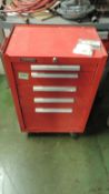 Kennedy Tool box; Lot: (1) small 5 drawer rolling tool box and contents, (1) 12 drawer rolling