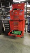 Kennedy Tool box; 23 drawer rolling tool box and contents, hydraulic punch driver set, screwdrivers,