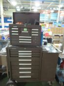 Kennedy Tool Box with contents; 10 drawer top box & 8 drawer with bottom cabinet & 6 drawer side