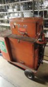 Kennedy Tool box; 4 door rolling tool box w/ vise and contents, locked HIT# 2226718. Loc: Loc: 100