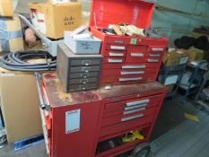 Kennedy Tool Box with contents; 10 drawer top box & 5 drawer Bottom, 6 drawer side box with