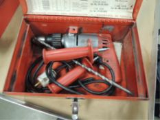 Milwaukee Drill; heavy duty hammer drill 3/8 chuck 120v. HIT# 2192651. Loc: 2157-1. Asset Located at