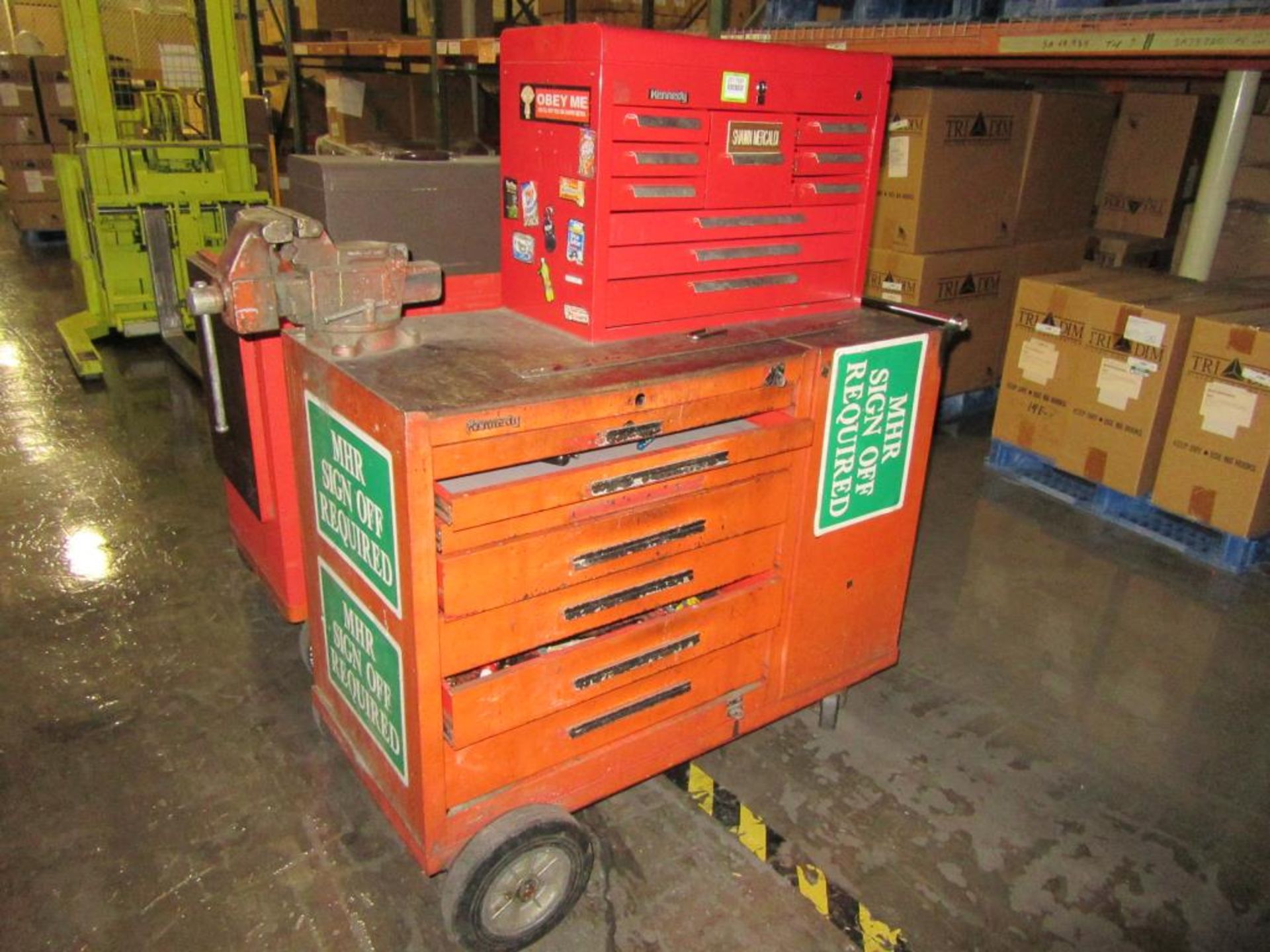 Kennedy Tool Cabinet; 12-Drawer Portable Tool cabinet with 10-Drawer Tool Chest, Ridgid 4 3/4"W - Image 2 of 9