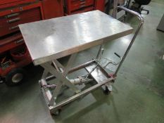 Northern Industrial Hydraulic Lift Cart Stainless Steel; 32 1/2" x 19 1/2" x Max height 35 1/2".