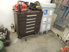 Kennedy Tool box; Lot: (1) six drawer rolling cabinet and contents, (1) spill cabinet. HIT# 2192511.